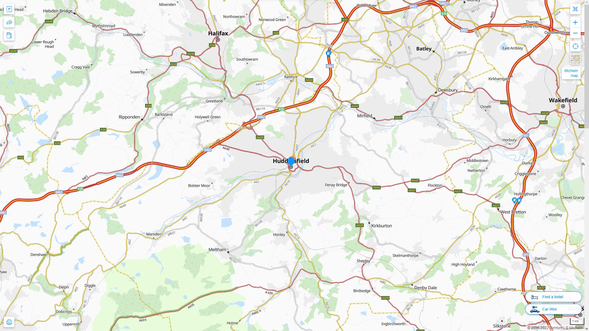 Huddersfield Royaume Uni Autoroute et carte routiere
